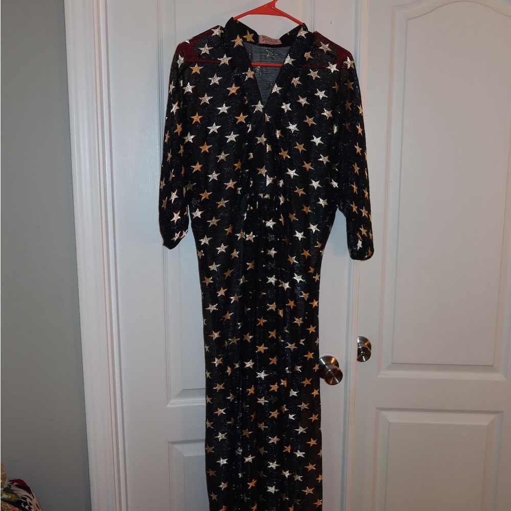 Dark Blue Star Patterned Mehreen Noorani Kaftan